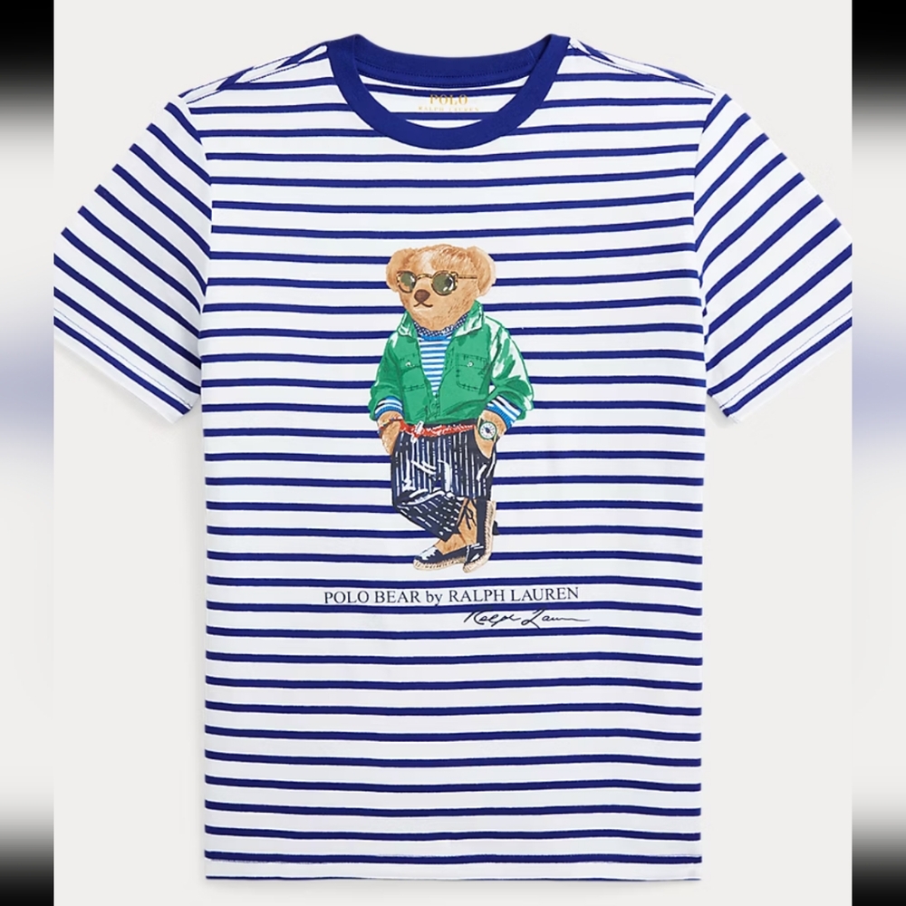 Polo Ralph Lauren Cool Bear Blue White Striped T Shirt Size 4T